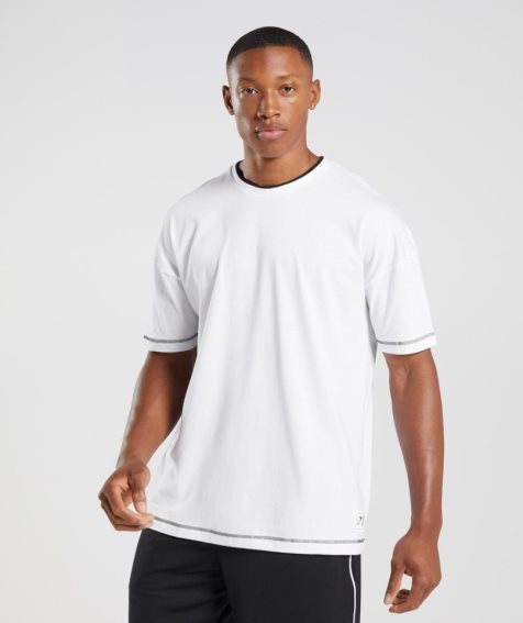 Camiseta Gymshark Recess Hombre Blancos | MX 437YFO